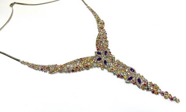 Zilveren Multicolor Collier met Saffier