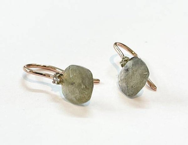 Huggs Hollandse haken Roségoud  met Labradorite en Diamond