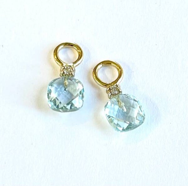 Huggs Creool hanger met Blue Topaz en Diamond