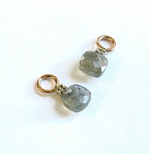 Huggs Creool hanger Roségoud met Labradorite en Diamond