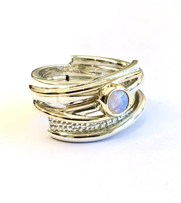 La Vie Ring Zilver en Geelgoud met Opaal