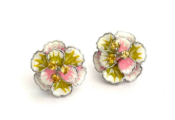 Zilveren oorbellen met Enamel en Citrine