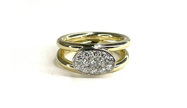 Geelgoud met witgouden designring met Diamond