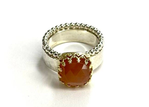 Joy ring Zilver en Geelgoud met Moonstone