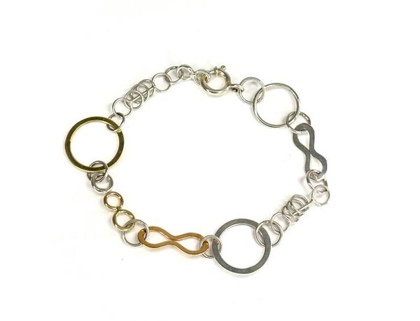 Zilver met Gouden Chain Armband