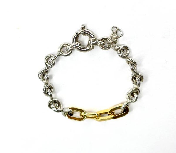 Zilver met Gouden Chunky Chain Armband
