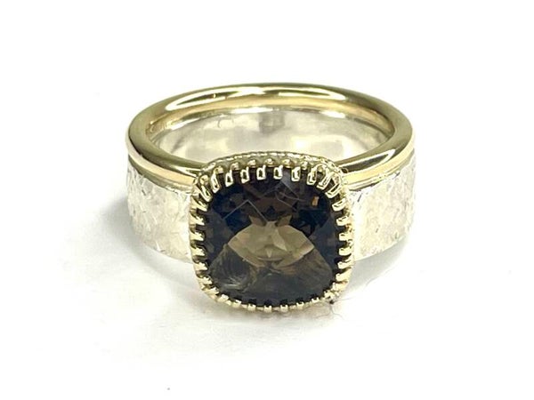 Joy ring Zilver en Geelgoud met Rookkwarts