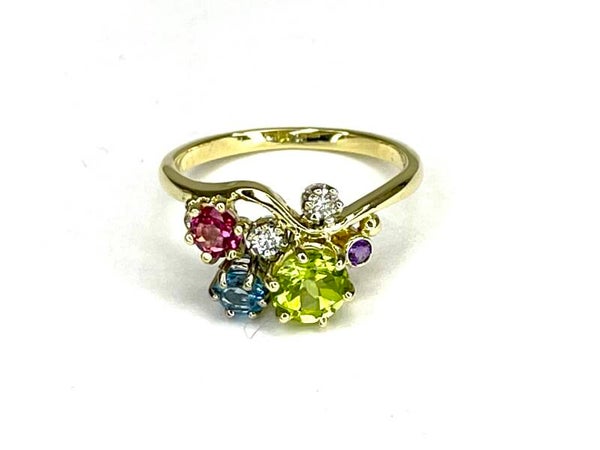 Colors ring Geelgoud met witgoud en edelstenen