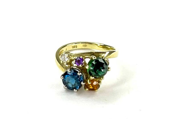 Colors ring Geelgoud met witgoud en edelstenen
