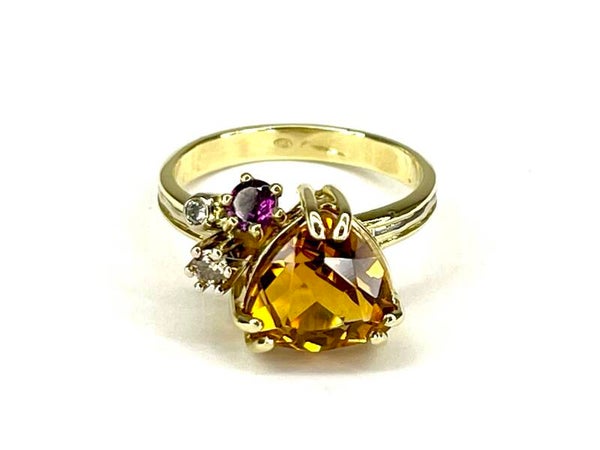 Colors ring Geelgoud met witgoud en edelstenen