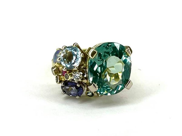 Colors ring Geelgoud met witgoud en edelstenen