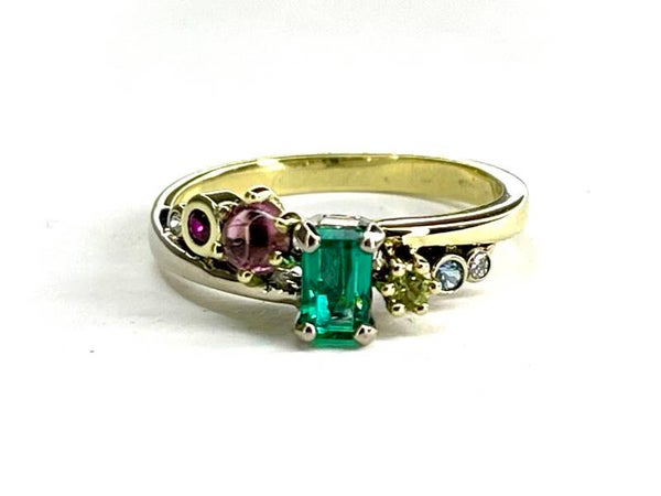 Multicolor ring Geelgoud en Zilver