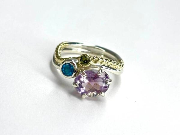 Multicolor ring Geelgoud en Zilver