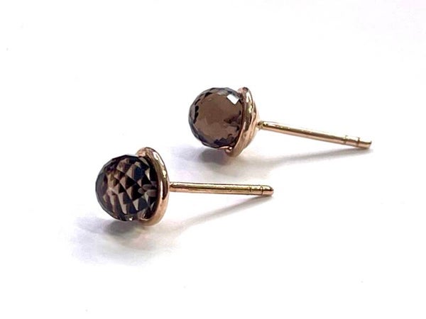 Roségouden Sphere oorbellen met Smokeyquartz