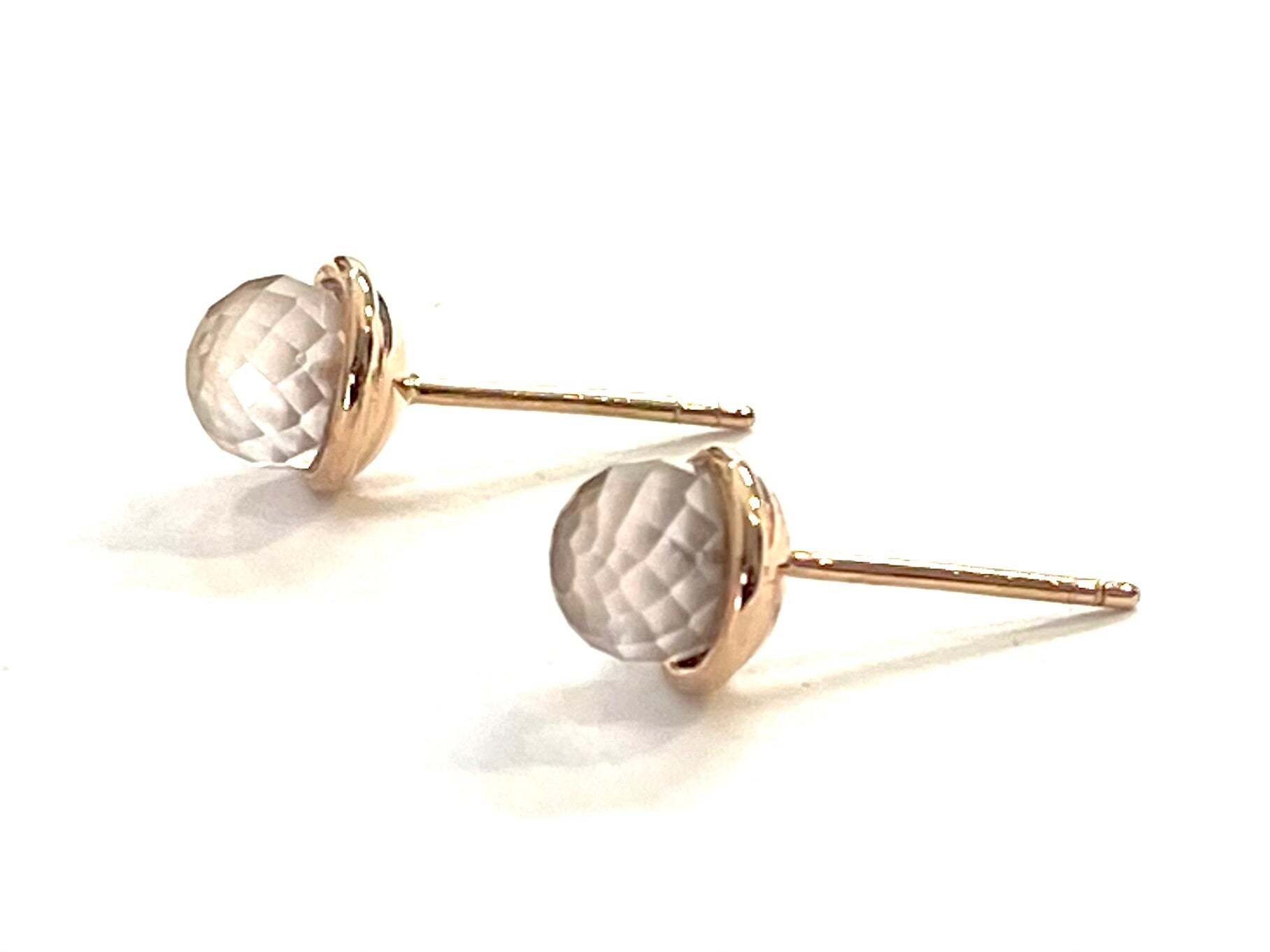 Roségouden Sphere oorbellen met Rosequartz