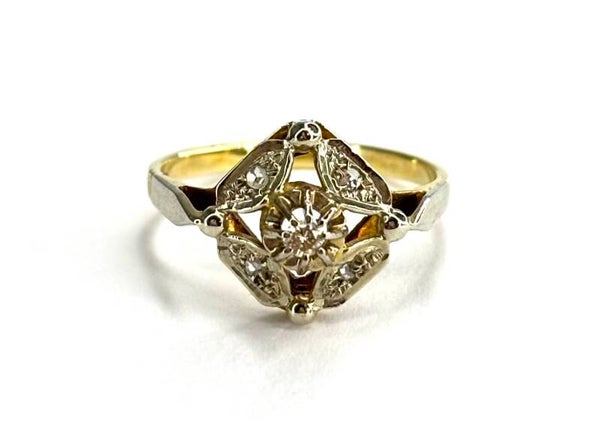 Vintage Geelgouden ring met Diamant