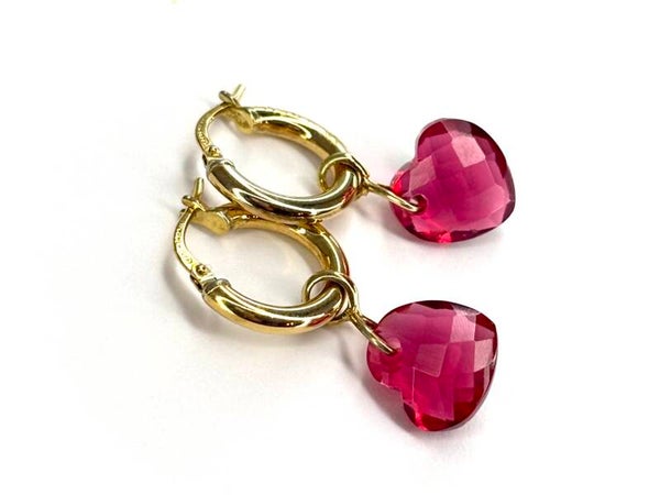 Heart drops Creool hangers met Rasberry Quartz