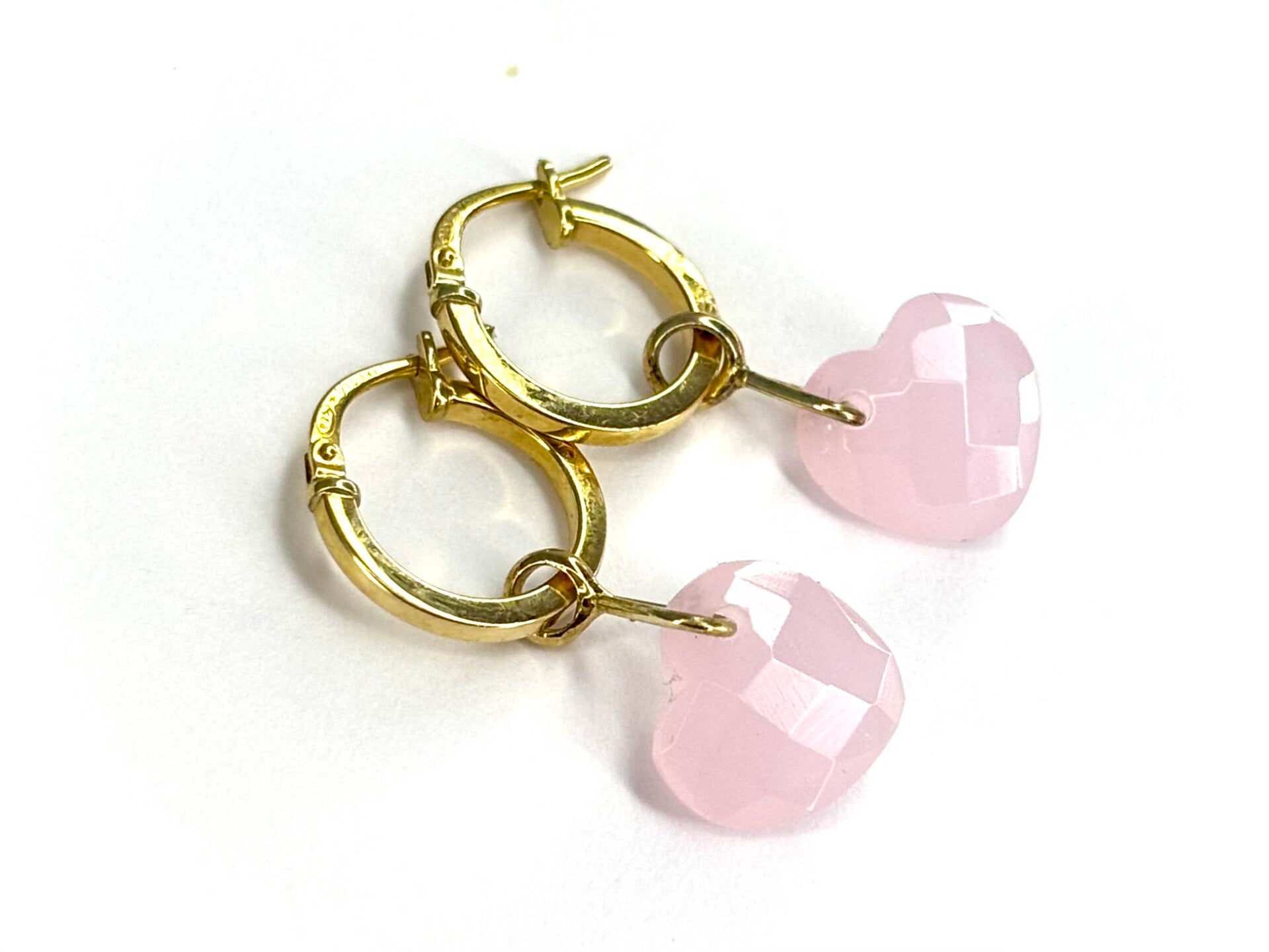 Heart drops Creool hangers met Rose Pink Quartz