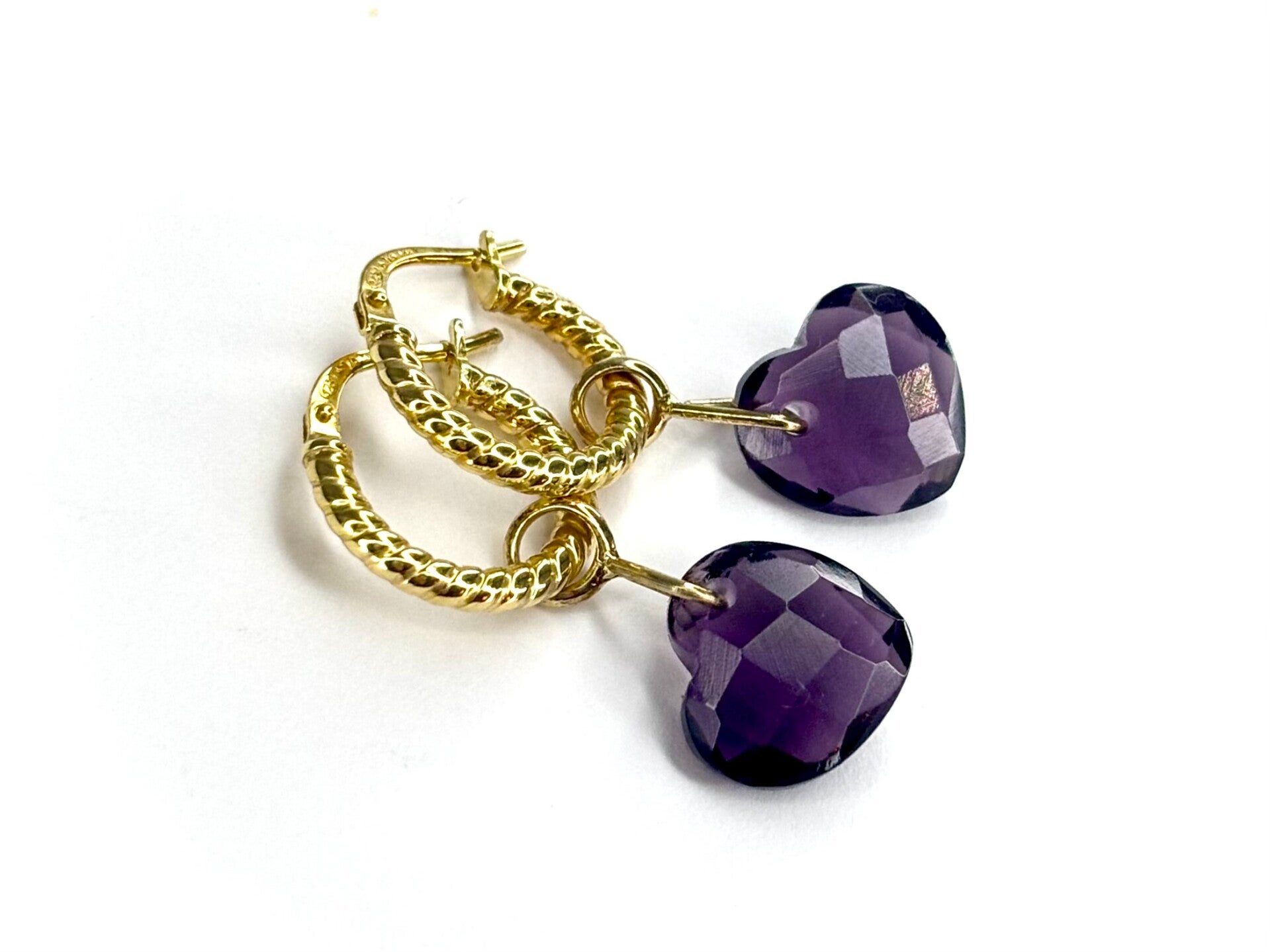 Heart drops Creool hangers met Amathyst Quartz