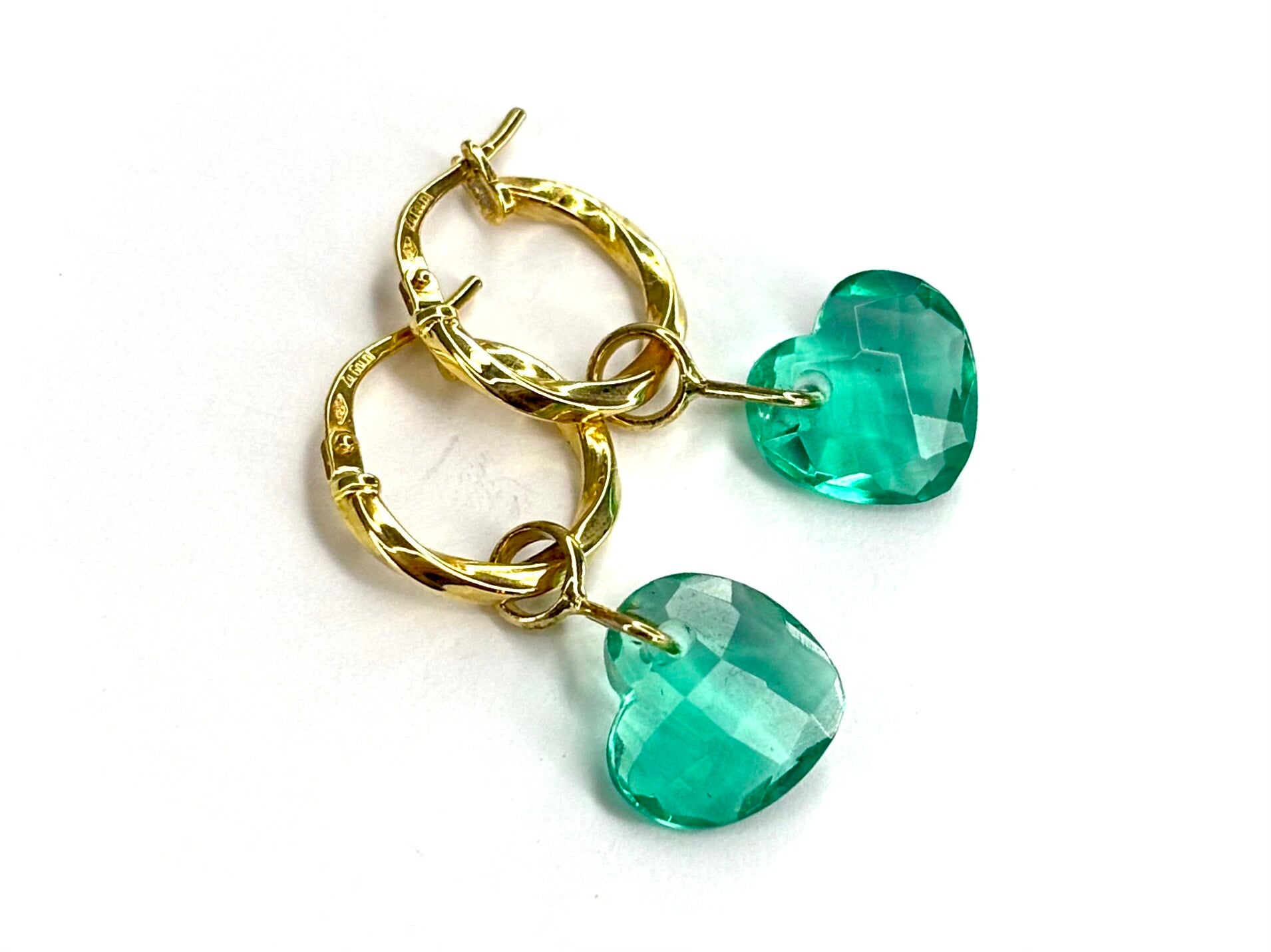 Heart drops Creool hangers met Caribbean Quartz