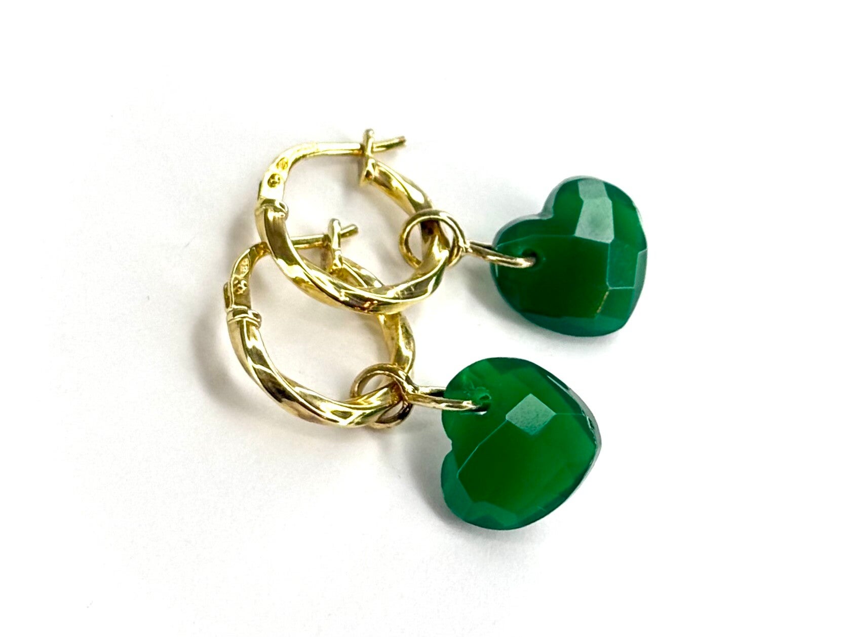 Heart drops Creool hangers met Emerald Quartz