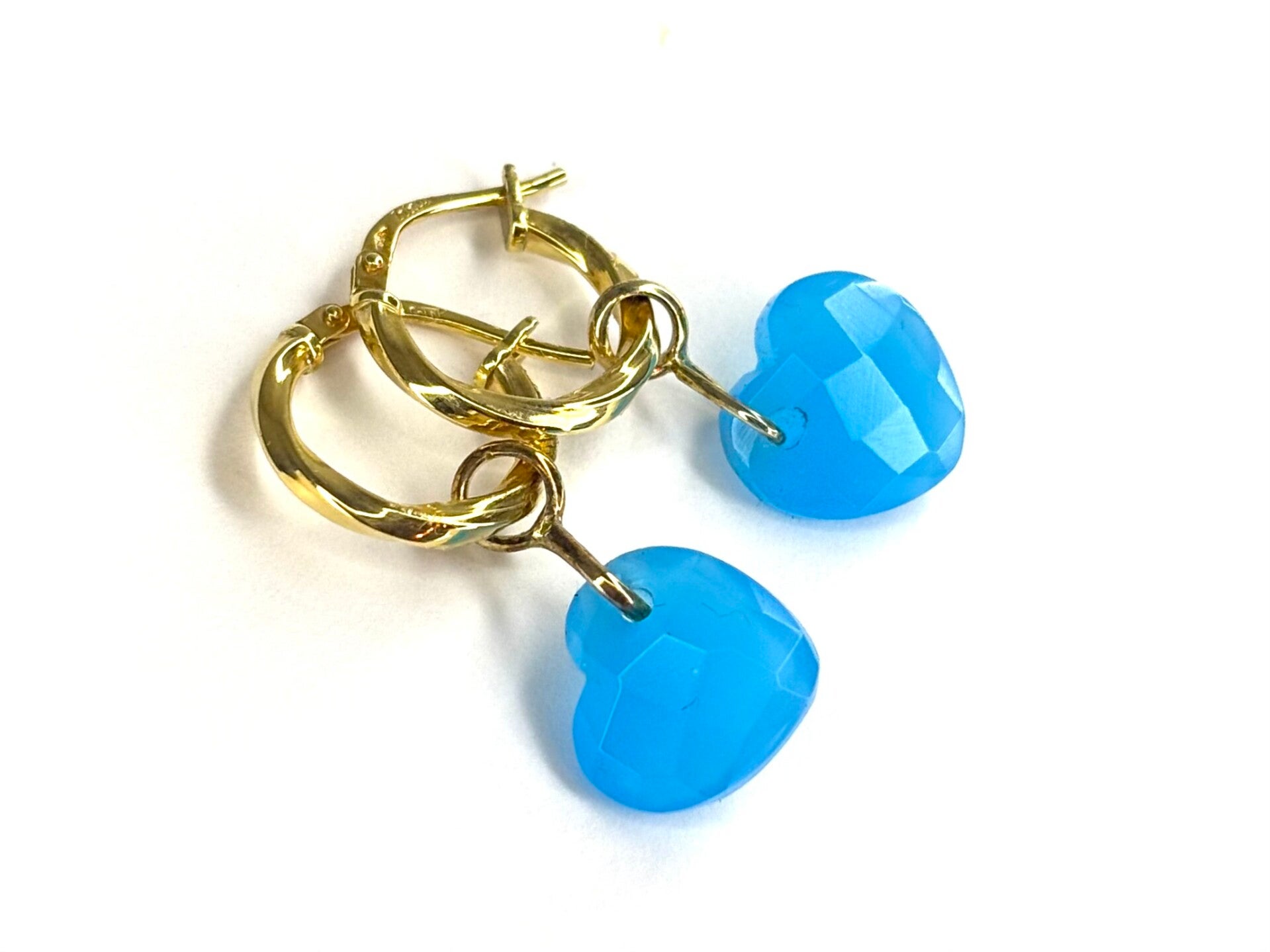 Heart drops Creool hangers met Ocean Blue Quartz