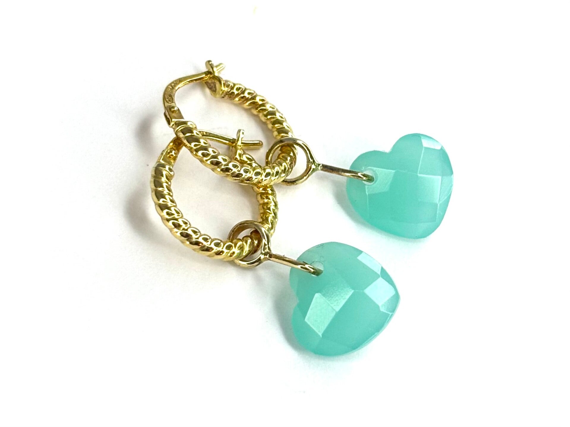 Heart drops Creool hangers met Ocean Green Quartz