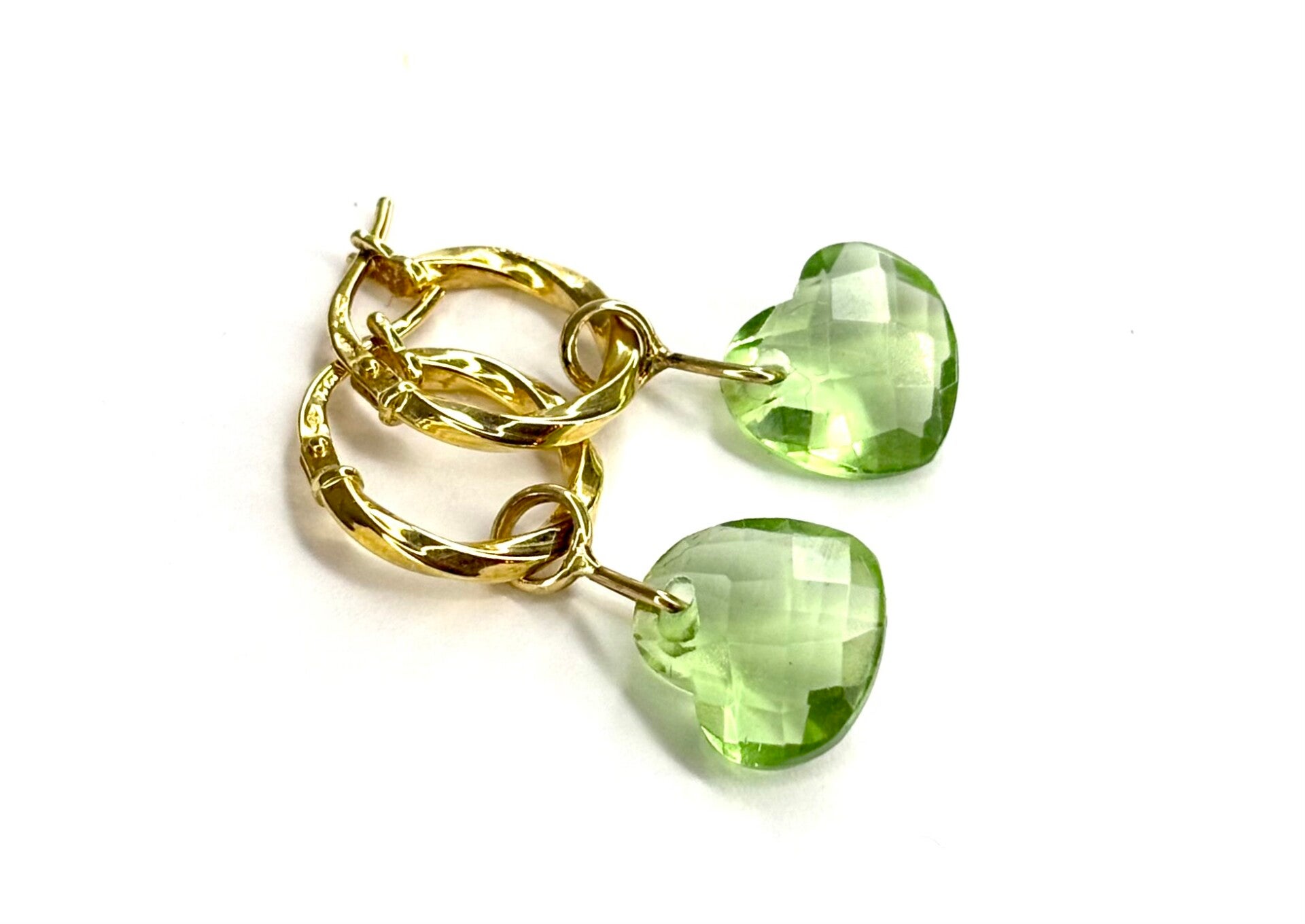 Heart drops Creool hangers met Prasiolite Quartz