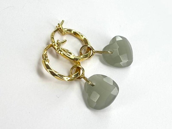 Heart drops Creool hangers met Gray Quartz