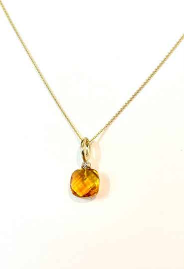 Huggs Hanger Geelgoud met Citrine en Diamond