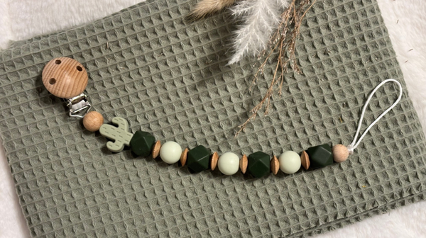 Nuggikette aus Natur Holz und Silikon ,, Kaktus ''