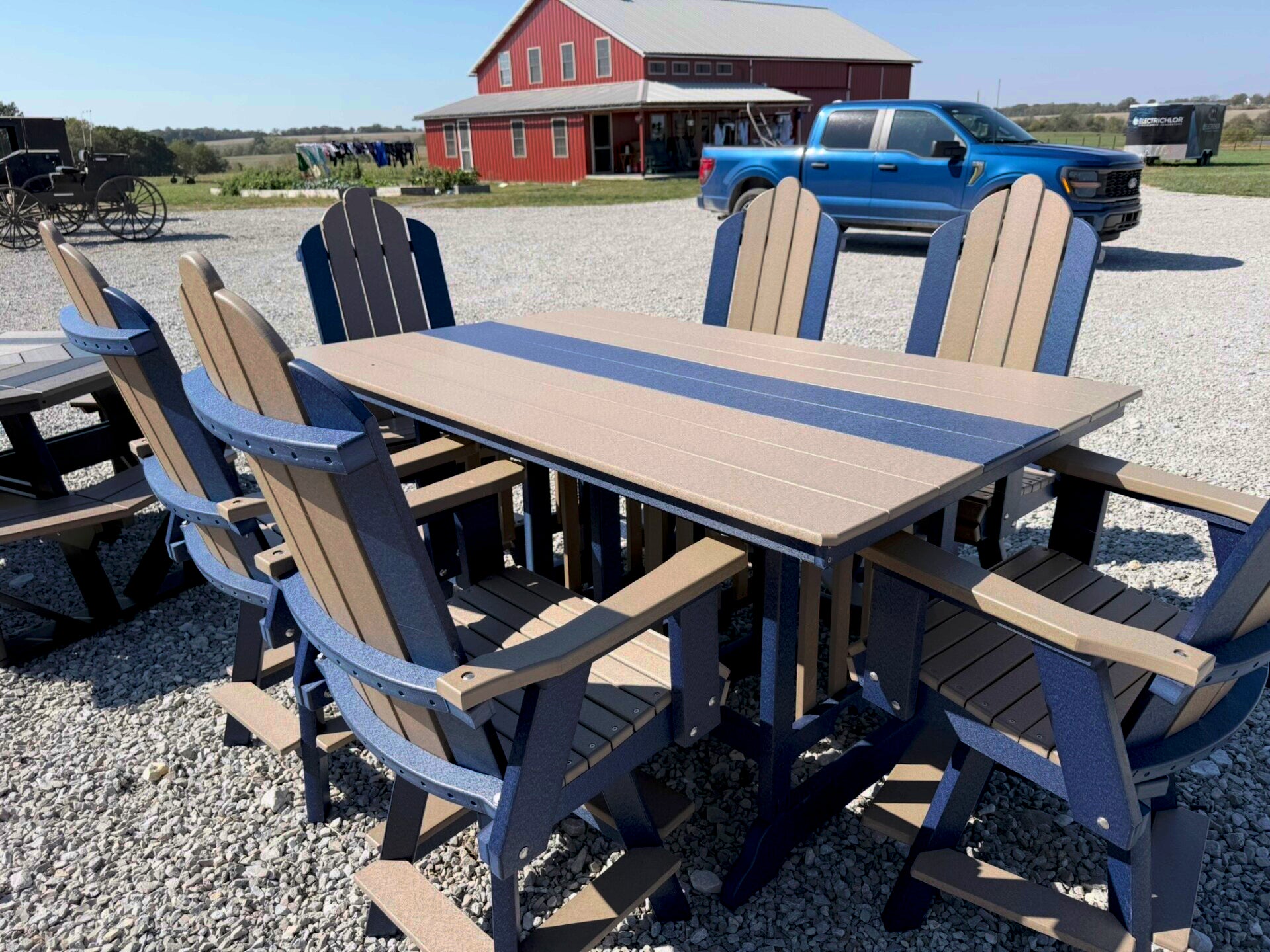 Amish Made 6” Picnic Table with 6 Swivel Chairs