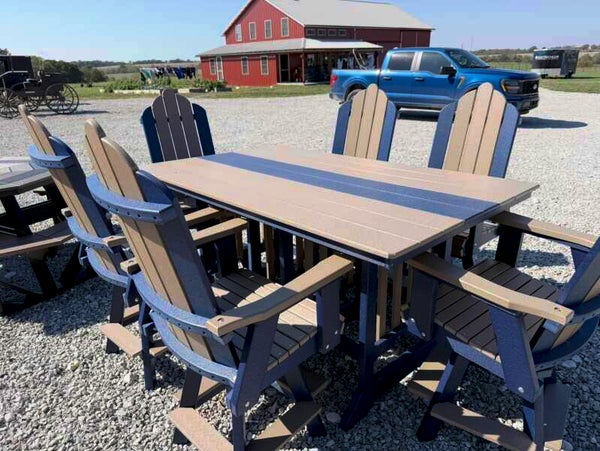 Amish Made 6” Picnic Table with 6 Swivel Chairs
