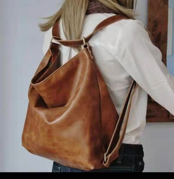 Retro Brown Leather Handbag