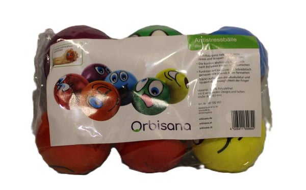 Orbisana Antistressbälle 6 Stück Stressball Set Handtrainer Fitness