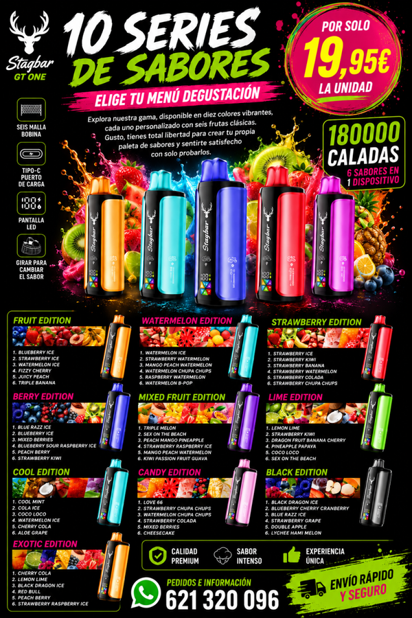 VAPERS 180000PUFFS 10 SABORES 2% NICOTINA