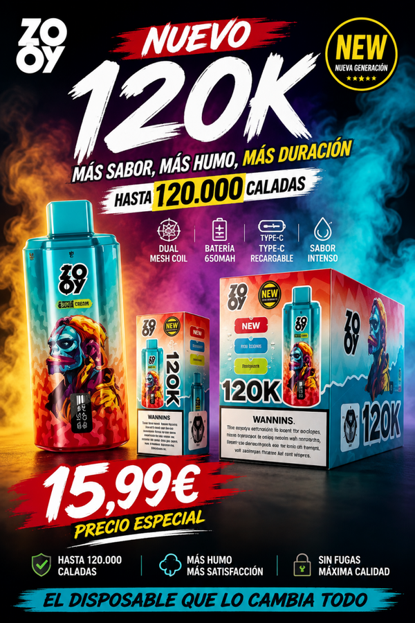 VAPER 120000PUFFS ZO-OY 10 SABORES 2% NICOTINA