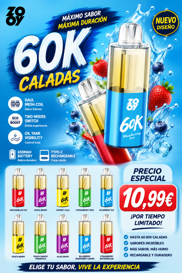 Vaper 60000Puffs Zo-oy 10 Sabores 2% NICOTINA