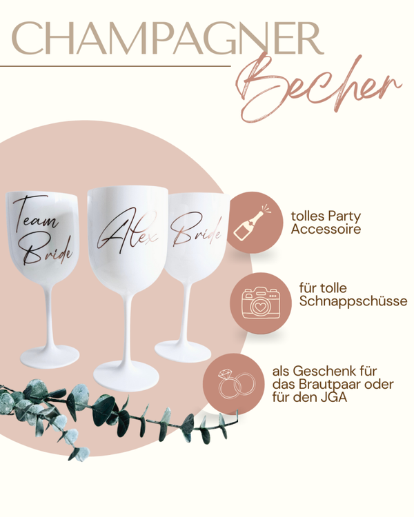 JGA Champagnerglas – personalisierter Mehrwegbecher