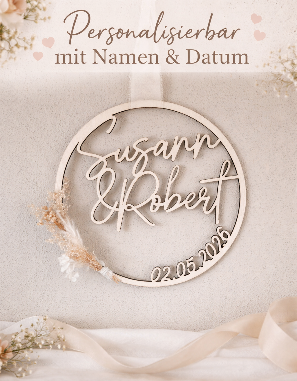 Personalisierter Hochzeitskranz mit Namen & Datum