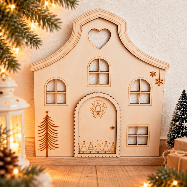 Wichtelhaus Holz Weihnachten mit Zubehör