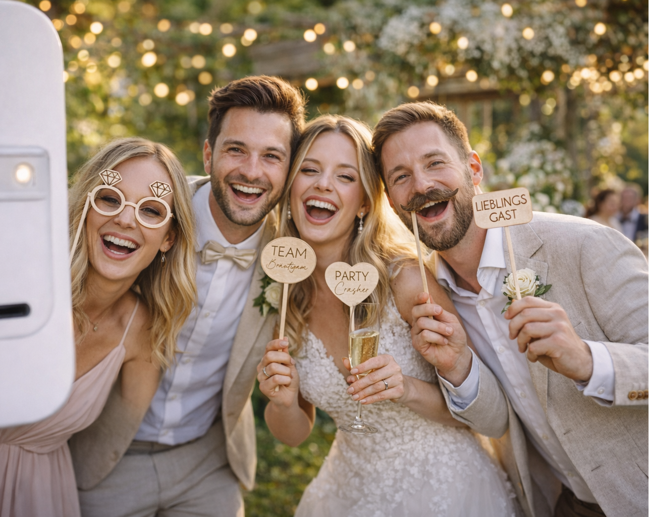 Fotobox Accessoires aus Holz – Perfekt für Hochzeit, JGA & Party