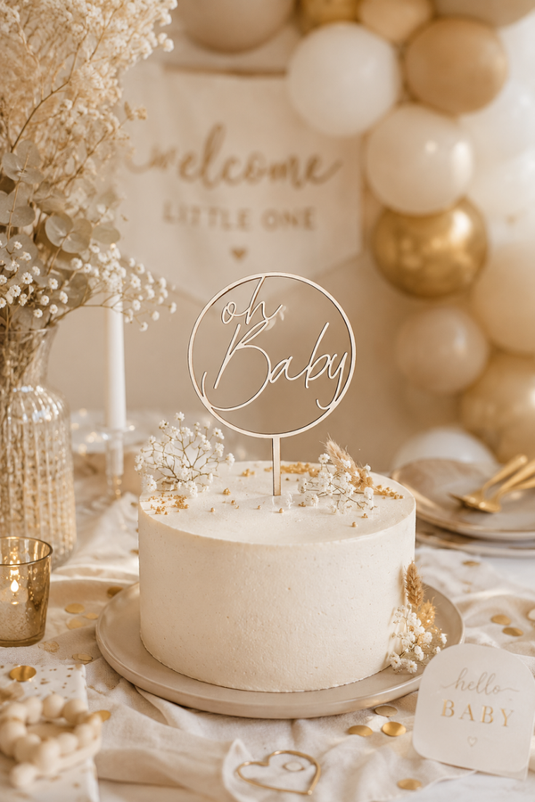 ohBaby Caketopper aus Holz – Der perfekte Hingucker für eure Babyparty