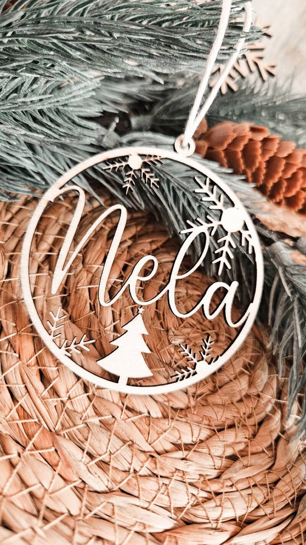 Personalisierte Holz Weihnachtsbaumanhänger