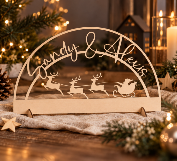 Personalisierter Holz Weihnachts-Schwibbogen – Einzigartig, stimmungsvoll & handgefertigt
