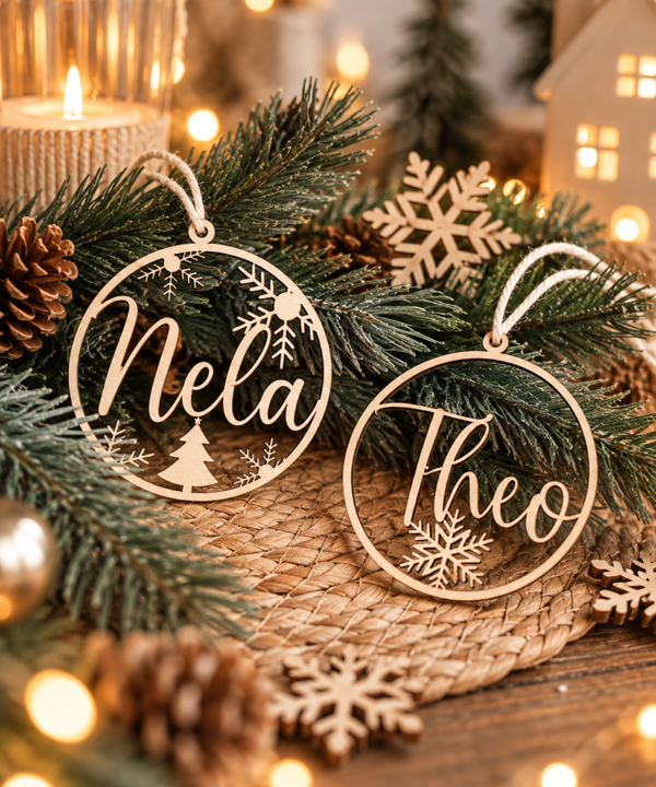 Personalisierte Holz Weihnachtsbaumanhänger