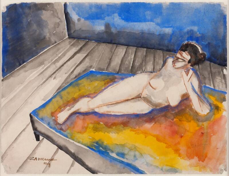 Ossip Zadkine - Model sur le Lit - 1919 - Watercolor and gouache on paper