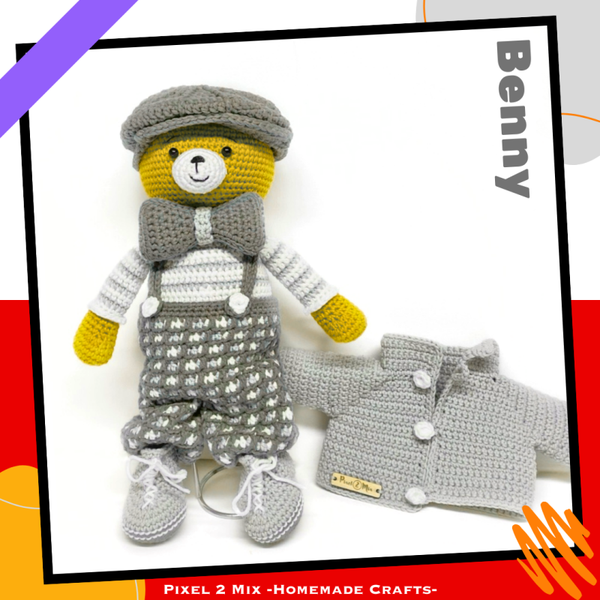 Benny - The Gatsby Roaring 20's Bear - PDF Crochet Pattern