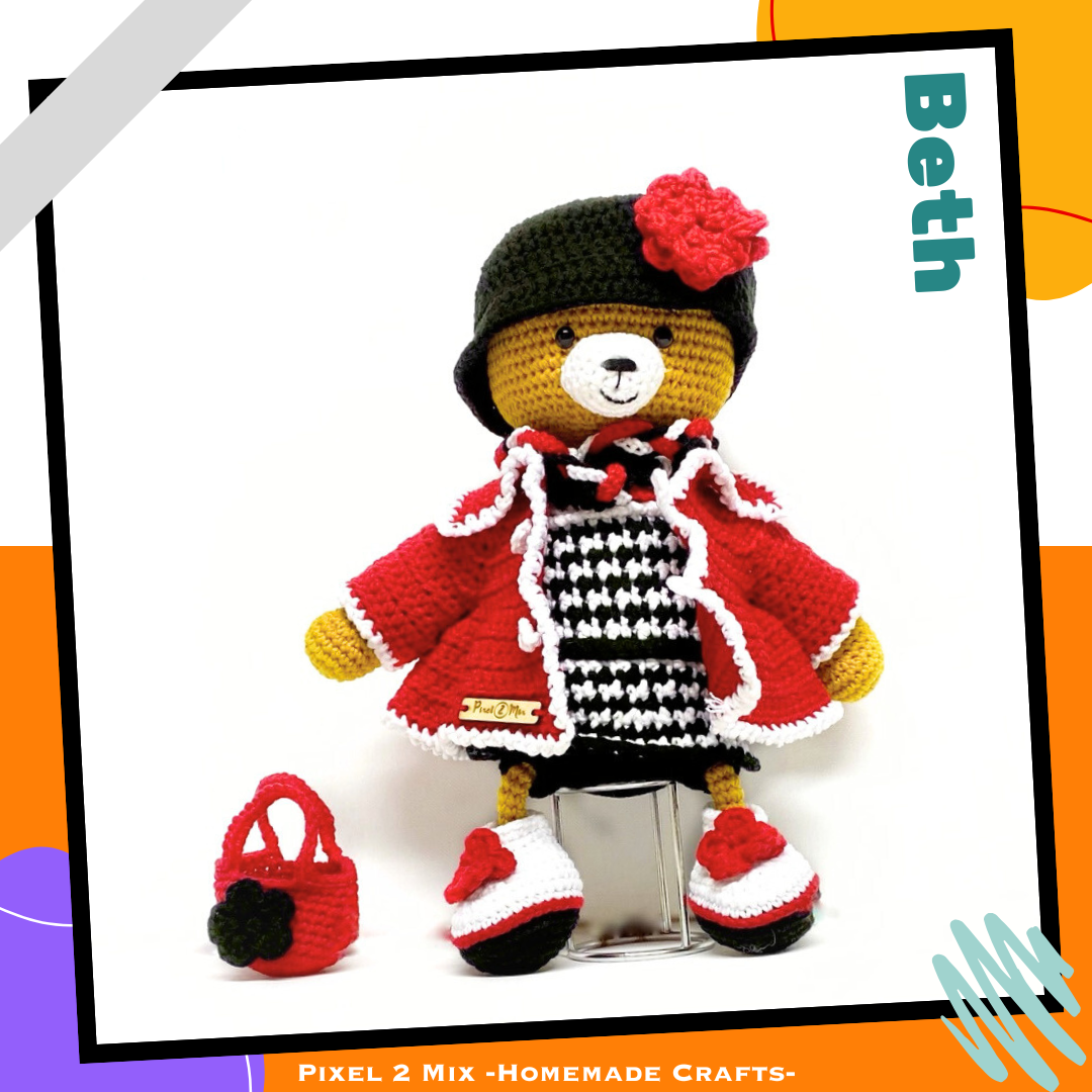 Beth - The Gatsby Roaring 20's Bear - PDF Crochet Pattern