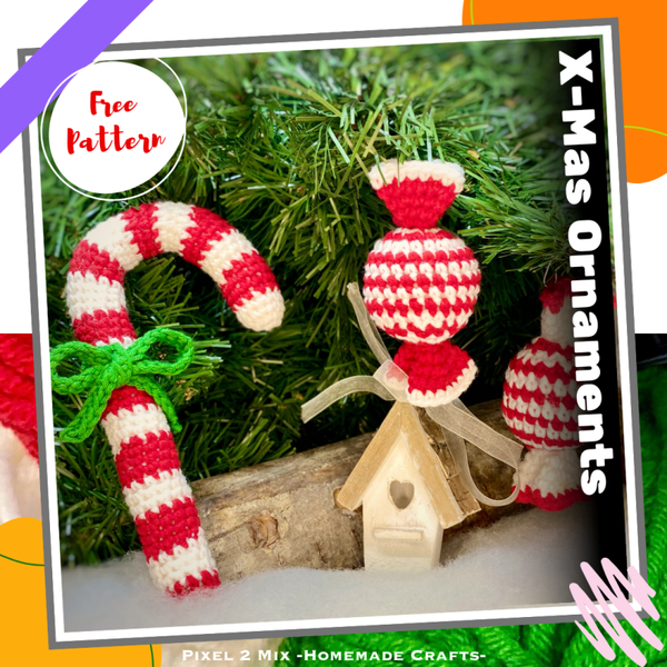 Christmas Ornaments - Candy & Candy Cane Crochet - Free PDF Crochet Pattern